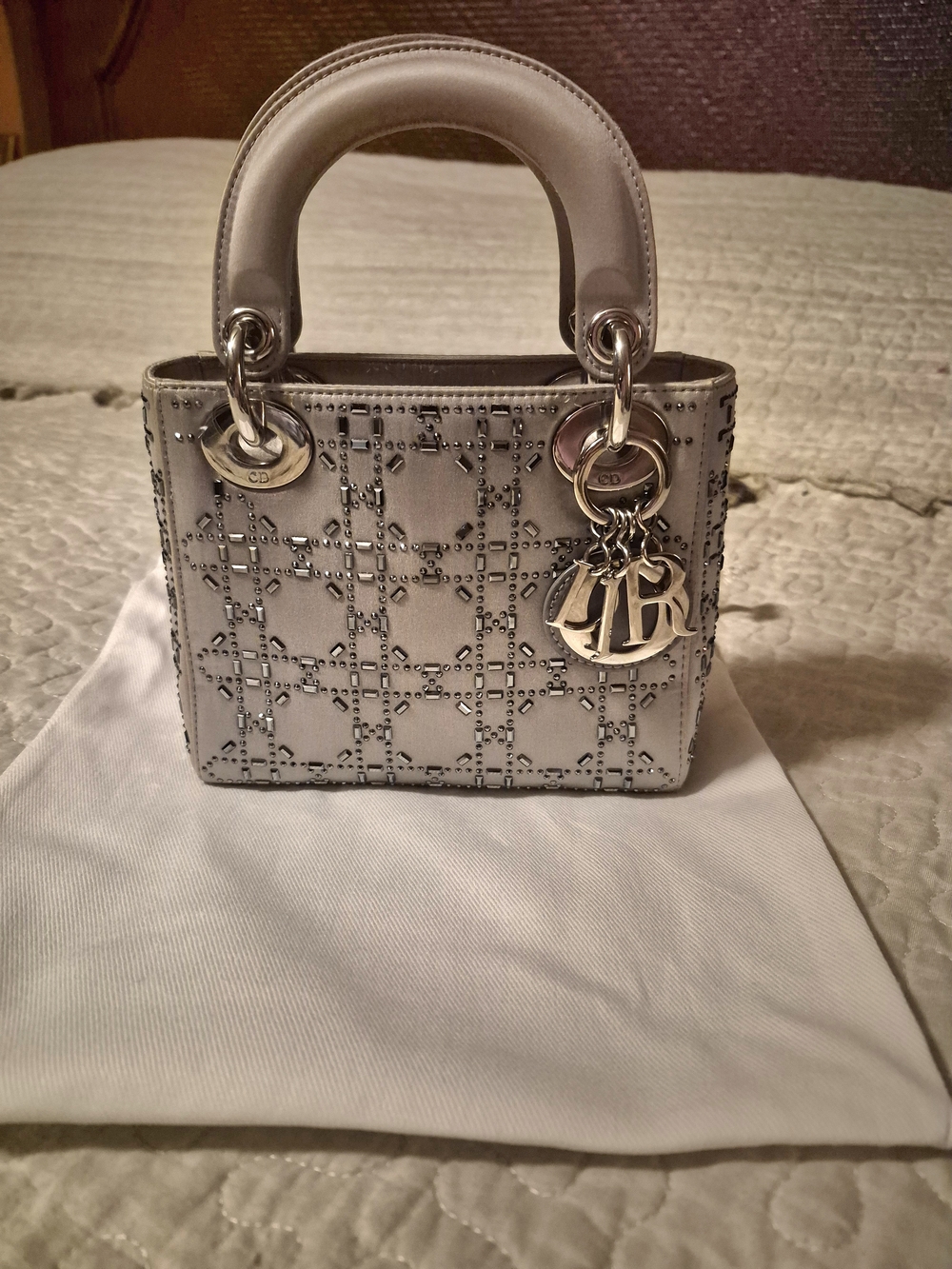 Christian Dior Satin Crystal Cannage Mini Lady Dior Limited Edition. - Picture 2 of 12